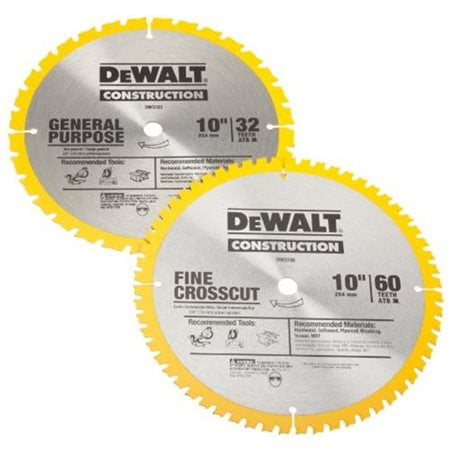 DEWALT DW3106P5 2 Blade 10-Inch 60-Tooth Crosscutting Saw Blade and 10-Inch 3...